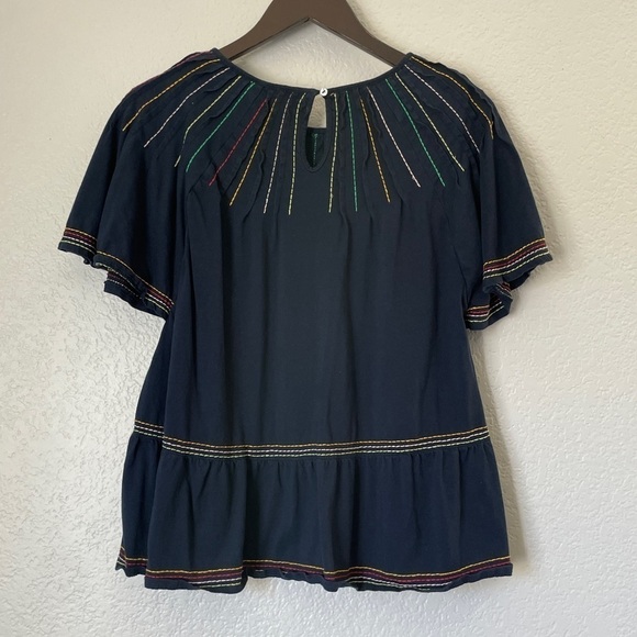 ANTHROPOLOGIE Maeve Chamonix Rainbow Stitched Embroidered Top - Picture 8 of 10